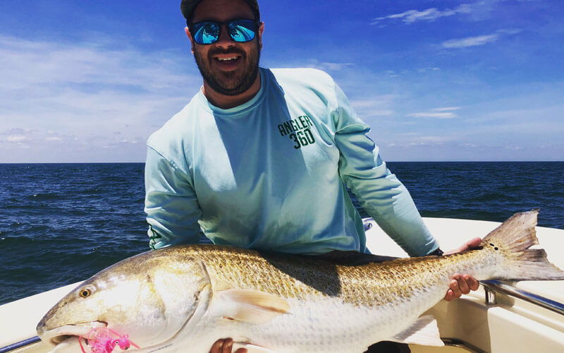 An image of a large redfish caught on-board a Tidewater Charter.